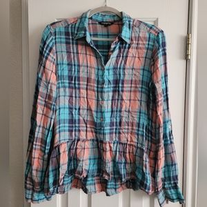 Express Plaid Peplum Top! LIKE NEW!
